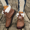 Women's Casual Lace-Up Short Boots with Plush Lining - Comfortable Winter Ankle Boots